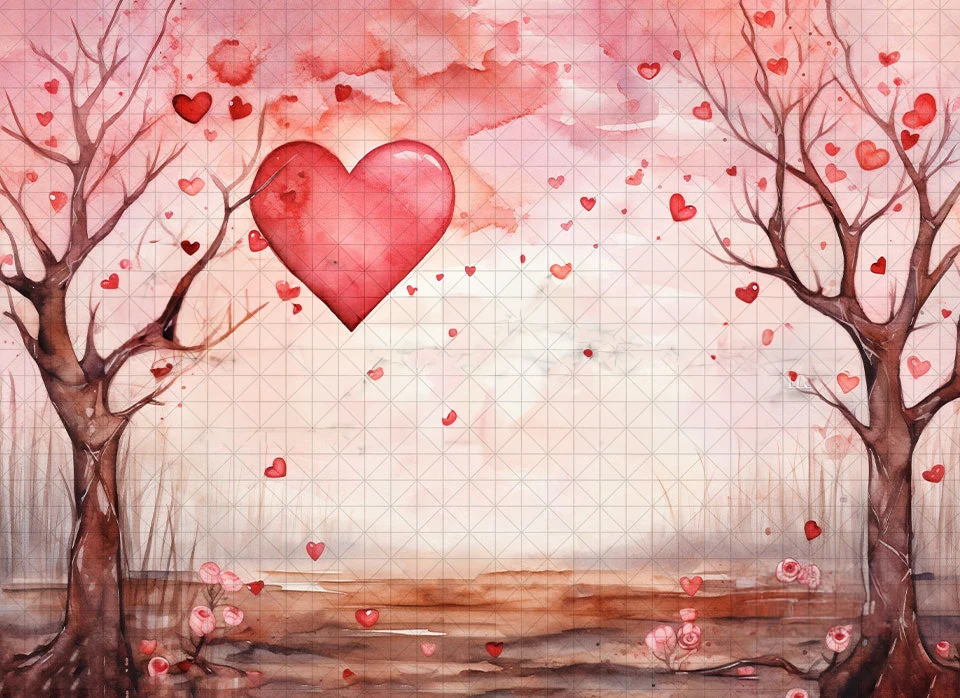 

Johnson Valentines Day Watercolor Heart Tree backdrops High quality computer print wedding Photography Studio Backgrounds