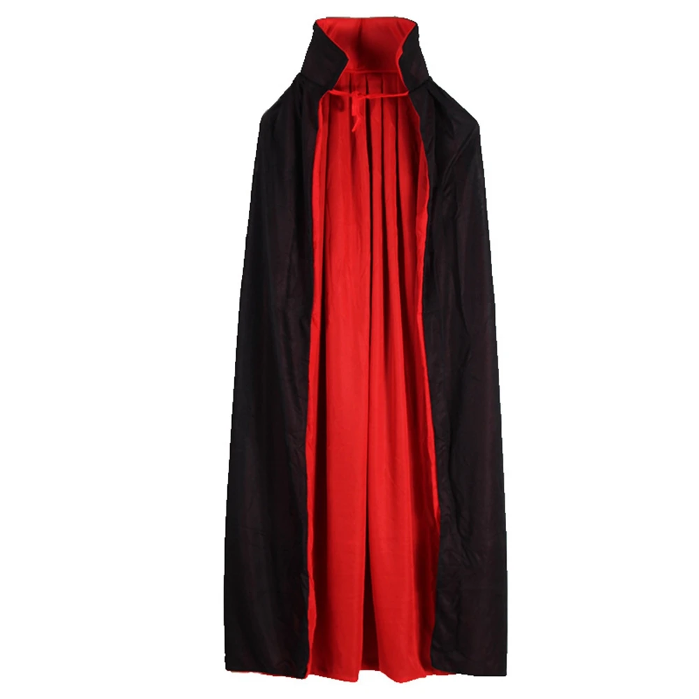 Kids Adult Vampire Cloak Cape Stand-up Collar Cap Reversible Black Red Cloak Halloween Party Cosplay Costume Men Women Clothes