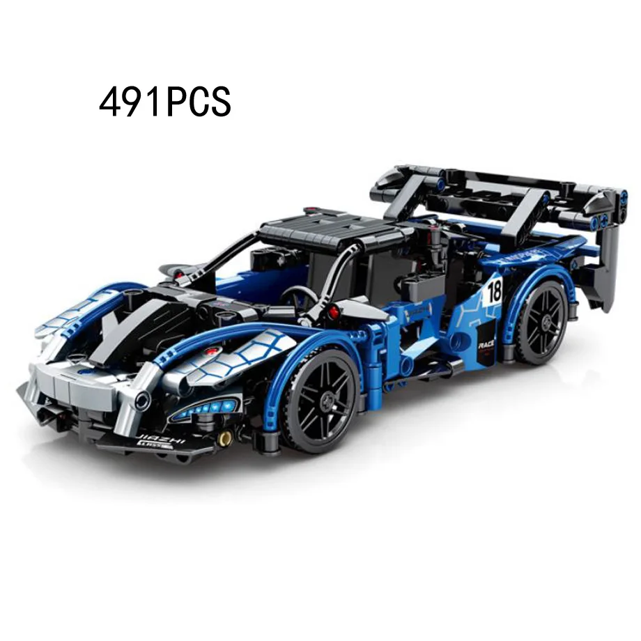 Technical 1:18 Scale Senna GTR Concept Super Sport Car Build Block Pull Back Racing Vehicle Steam Bricks Supercar Toy Collection