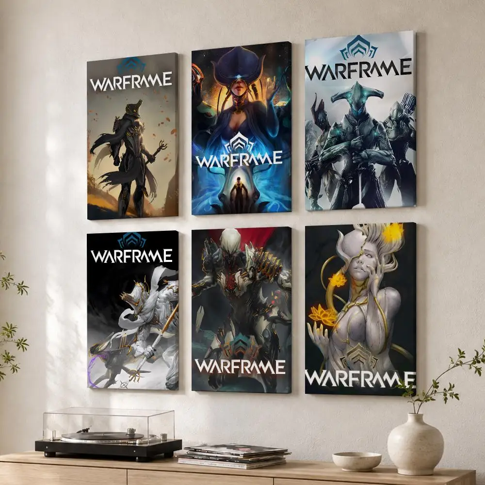 Video Game W-Warframe Framed Wall Painting Wood Canvas Poster For Living Room Bedroom Hallway Office Home Decor Gift