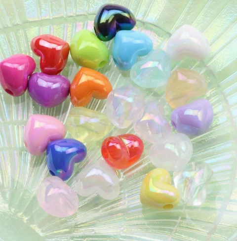 20 pcs  Acrylic Peach Heart Love Bead DIY Earrings Bracelets Neck Handmade Craft Supplie