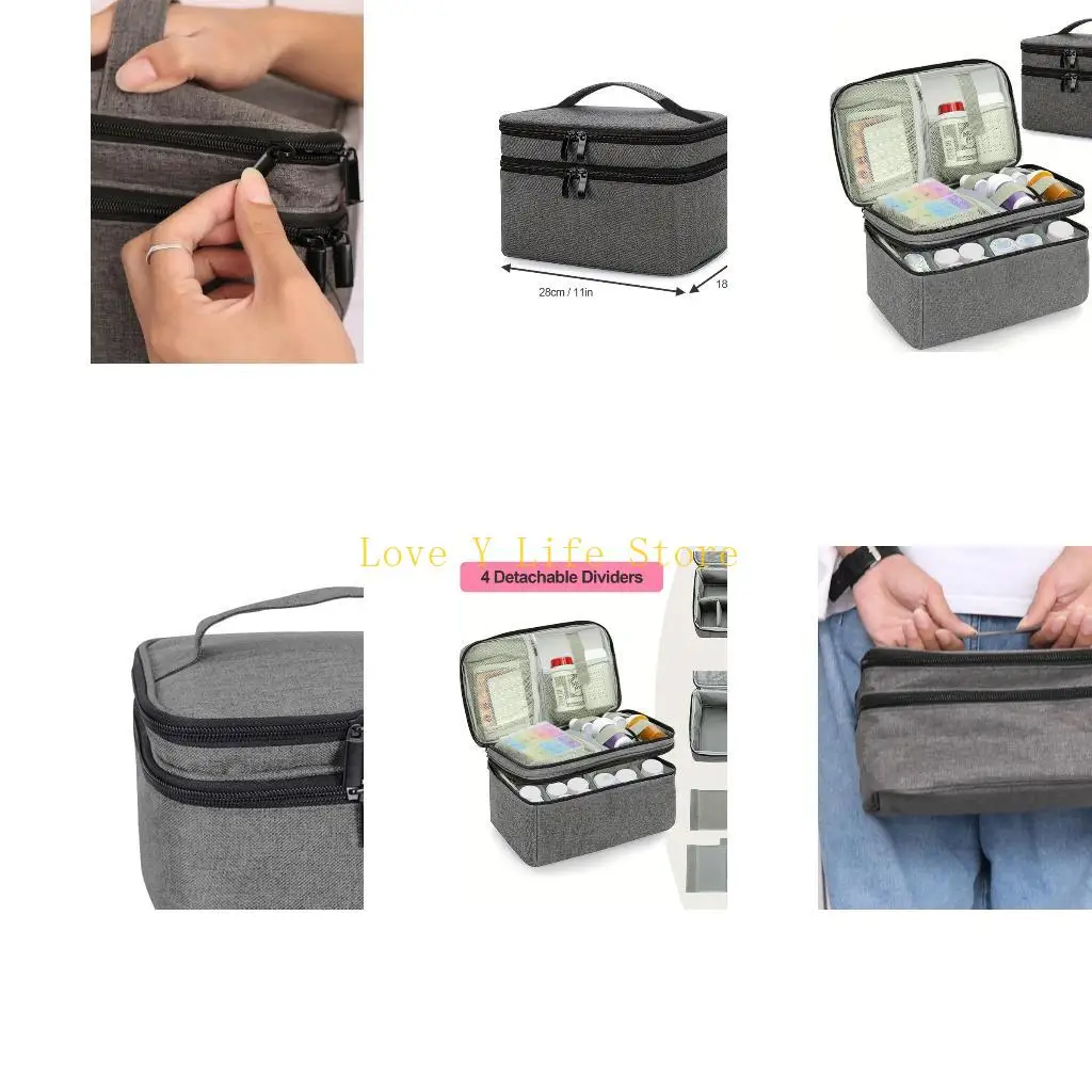 L74C Clinical Storage Bag Waterproof Layered Compartments Elastic Mesh Pockets