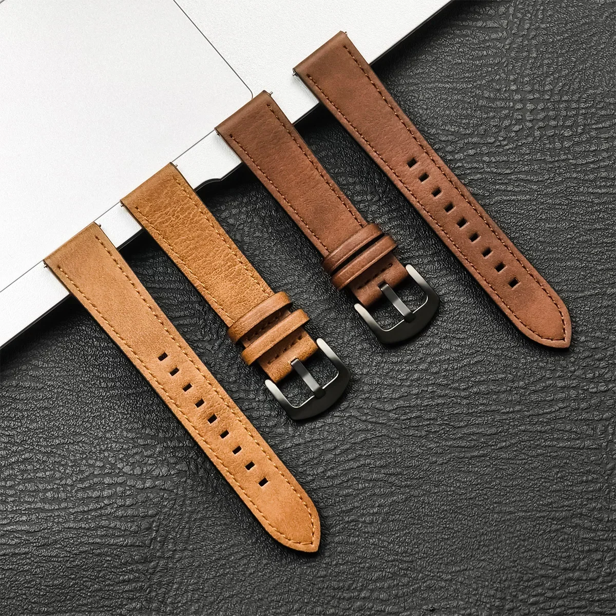 20mm 22mm Leather Strap for Samsung Galaxy Watch 7 6 5 4 40mm 44mm GearS3 Band Vintage Bracelet for Redmi Watch 3/5 Lite/Active