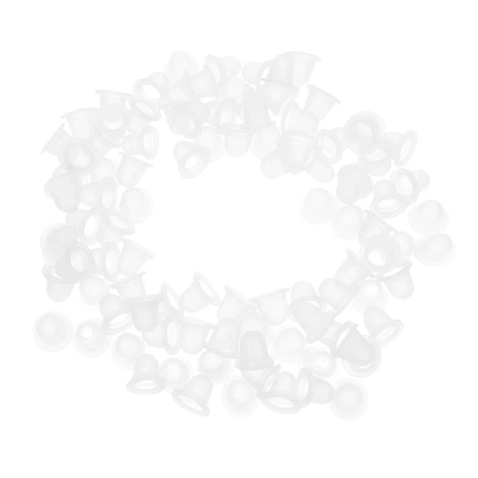 

100Pcs Ink Cups Clear Silicone Disposable Ink Caps Semi Tattoo Pigment Container Kits Supplies Size L