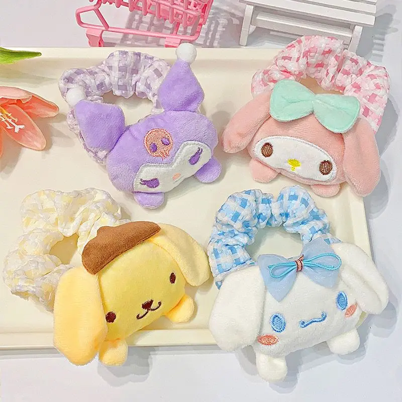 

Sweet Kawaii Sanrio My Melody Kuromi Cinnamoroll Doll Large Intestine Anime High Ponytail Hair Circle Girls Head Rope Accessory