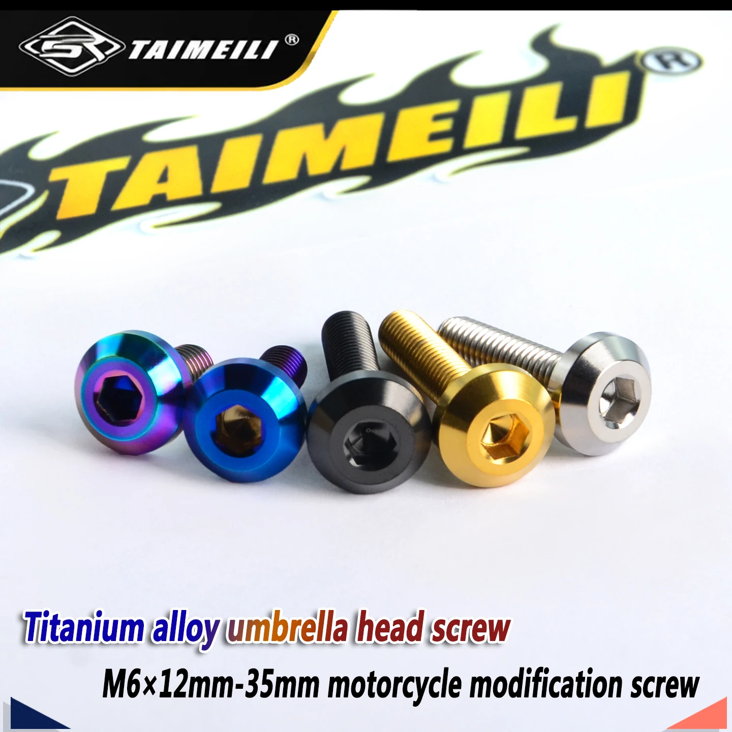 Titanium alloy Umbrella shaped head High strength fastening Rust-proof screw M6*12mm-35mm 2/4/6/8/10PCS Motorcycle modification