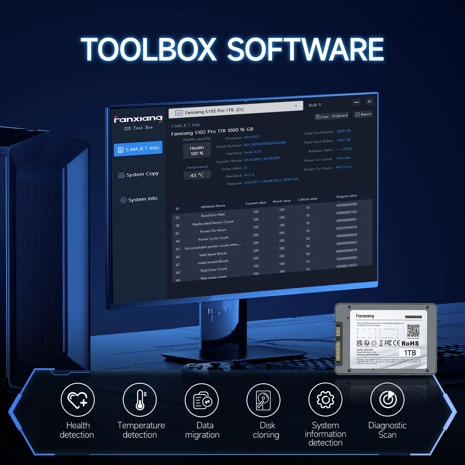 Fanxiang S102 Pro 2,5 Zoll SATA SSD 500 GB 1 TB 2 TB bis zu 560 MB/s Internes Solid-State-Laufwerk, 70 % Speedup-Festplatte für PC und Laptop