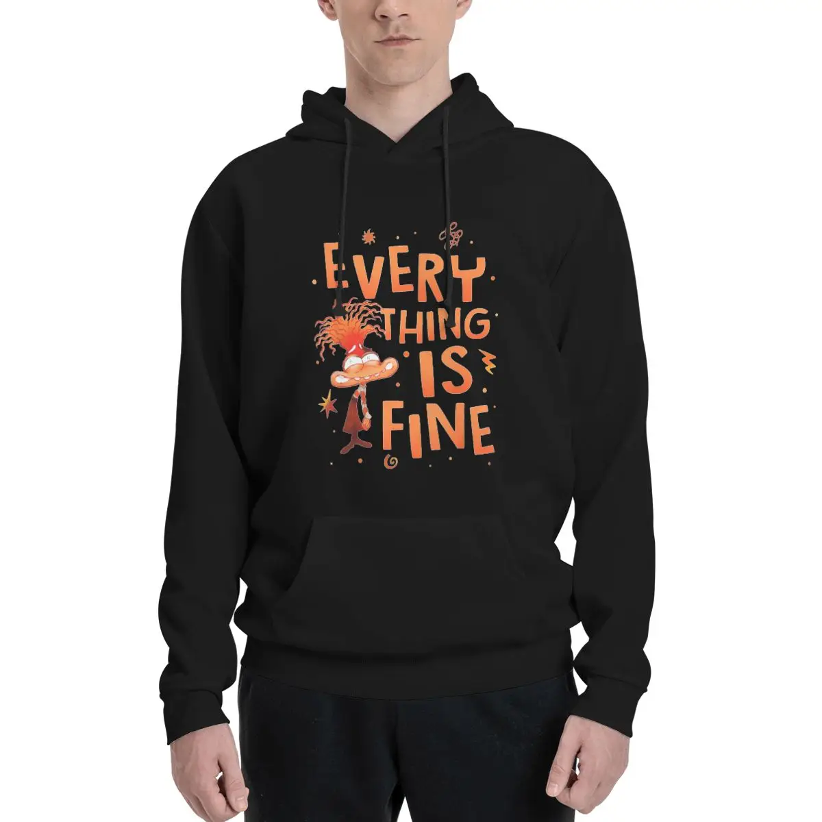 

Everything Is Fine Anxiety Inside Out Polyester Hoodie Men's Sweatershirt Warm Dif Colors Sizes