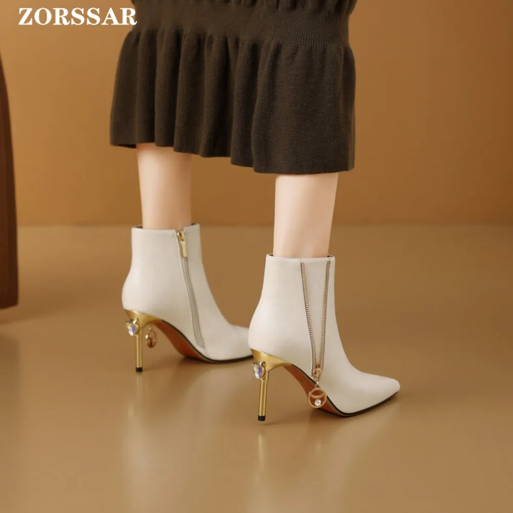 Frauen Winter Stiefel Mode Ankle Boot Spitz Dünne Heels Stiefel Herbst Stiletto Stiefel High Heels Damen Pumps Schuhe 2025