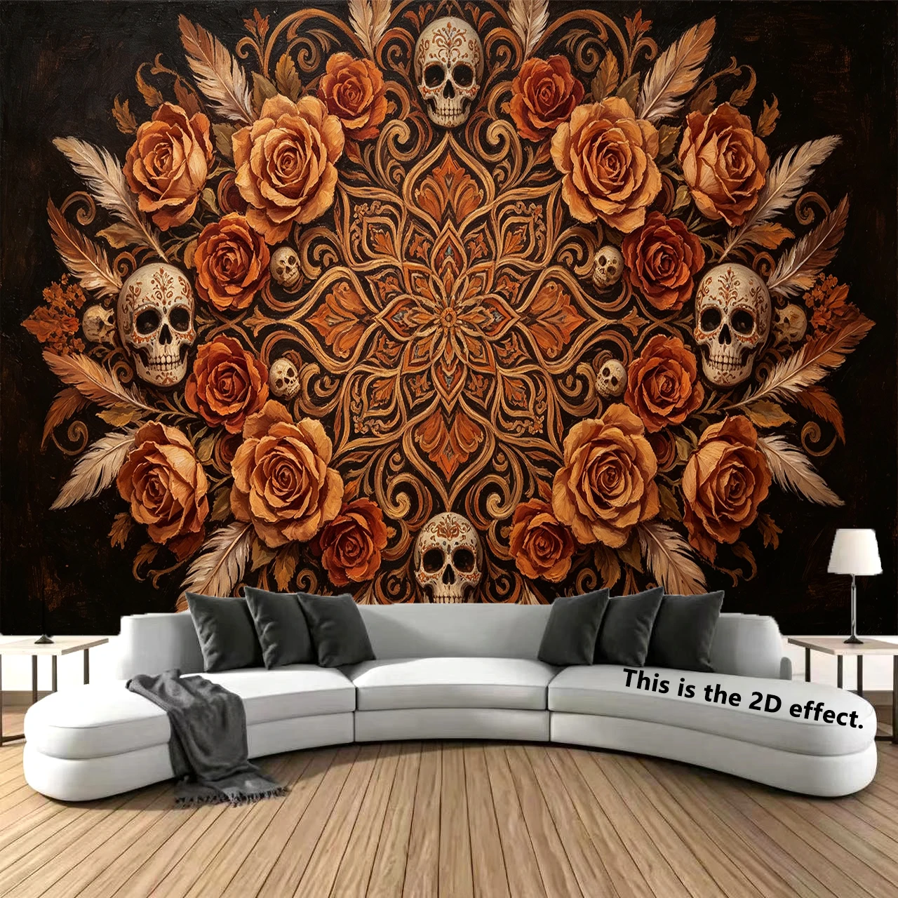 Skull Rose Boho Background Cloth Hanging Cloth Bedroom Bedside Decorative Wall Cloth Dormitory Tapestry