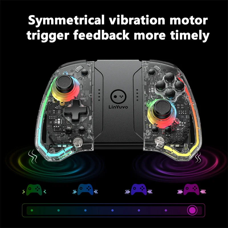 

Игровой контроллер KS40 Joycon для Nintendo Switch/Oled/Lite, прозрачный джойпад для игровой консоли Switch, 8-цветный светодиодный игровой контроллер для NS