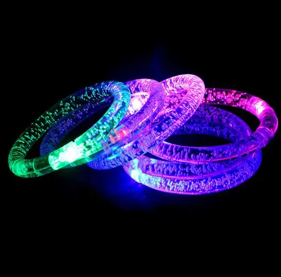 600pcs LED Toys Free Glow Hand Ring Acrylic Bracelet Wristband Bubble Colour Changing Bangle Luminous Flashing Party YH317