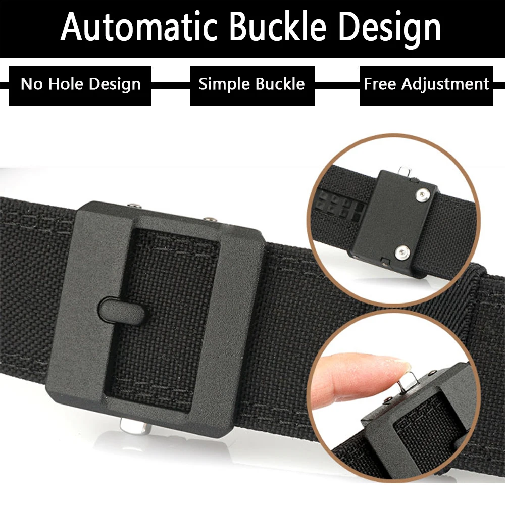 TUSHI Nowy 130cm Pas EDC Casual z Automatyczną Klamrą Taktyczny Pas Outdoorowy dla Mężczyzn Gruby Nylonowy Sztywny Pas Wojskowy Mocny Pas Męski