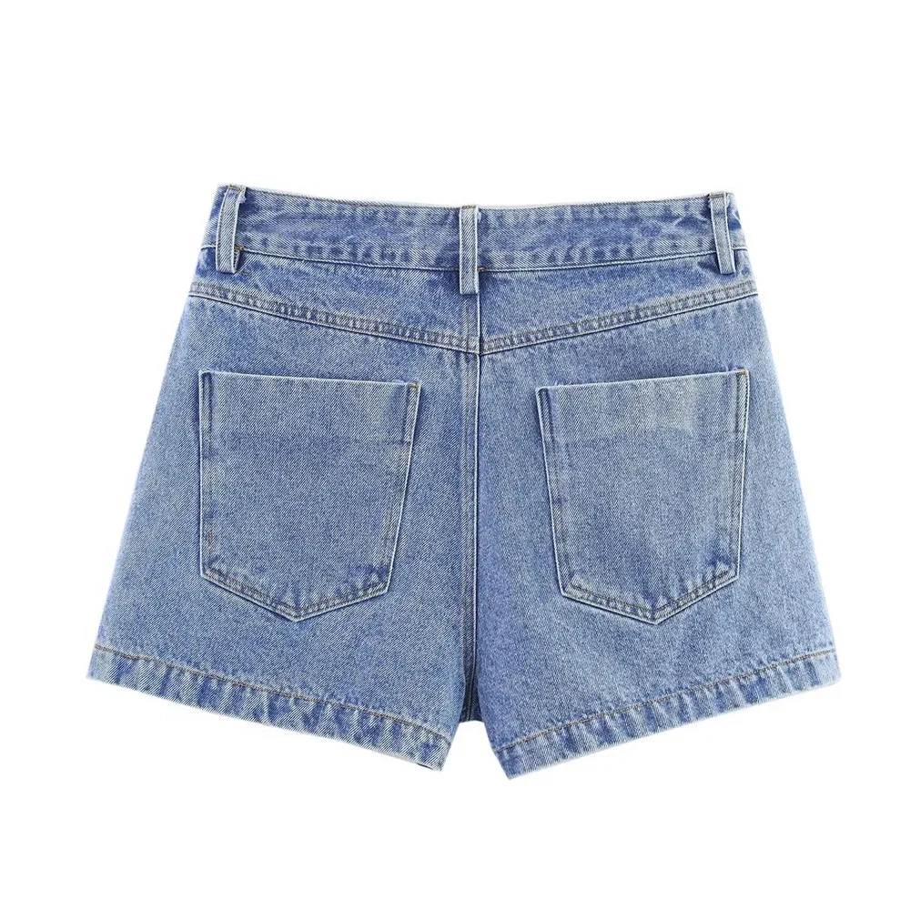 قميص دنيم قصير بياقة قصيرة للنساء + بنطلون تنورة قصيرة موضة غير منتظمة بدلة دنيم كاجوال عتيقة بدلة ركاب هاي ستريت