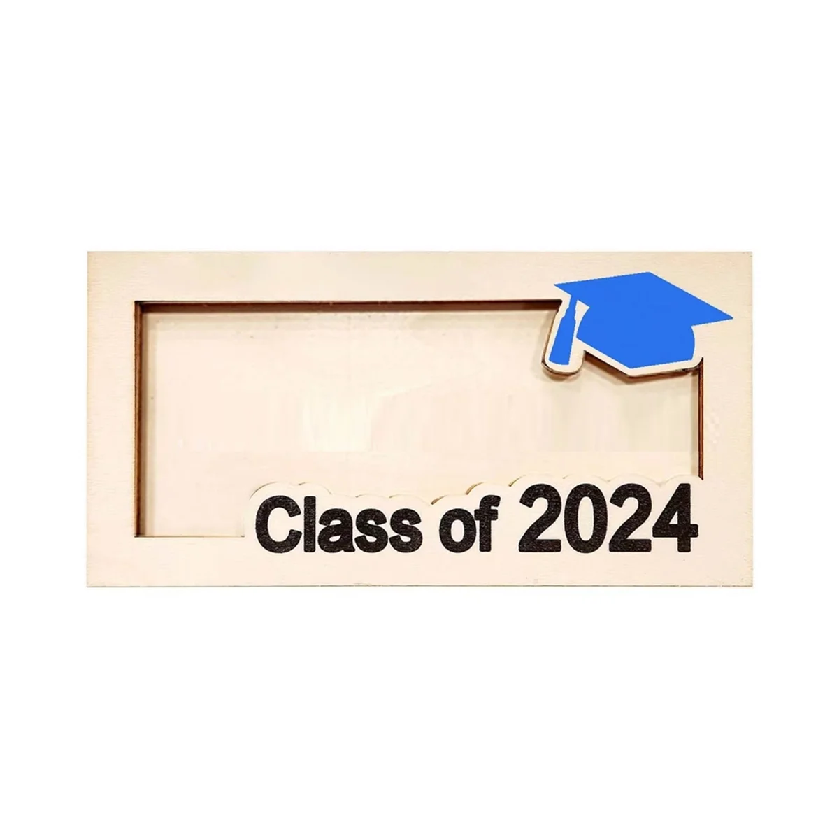 2024 Personalized Graduation Money Gift Holder Custom Wooden Graduation Cash Holder Card Box, Class of 2024 Blue