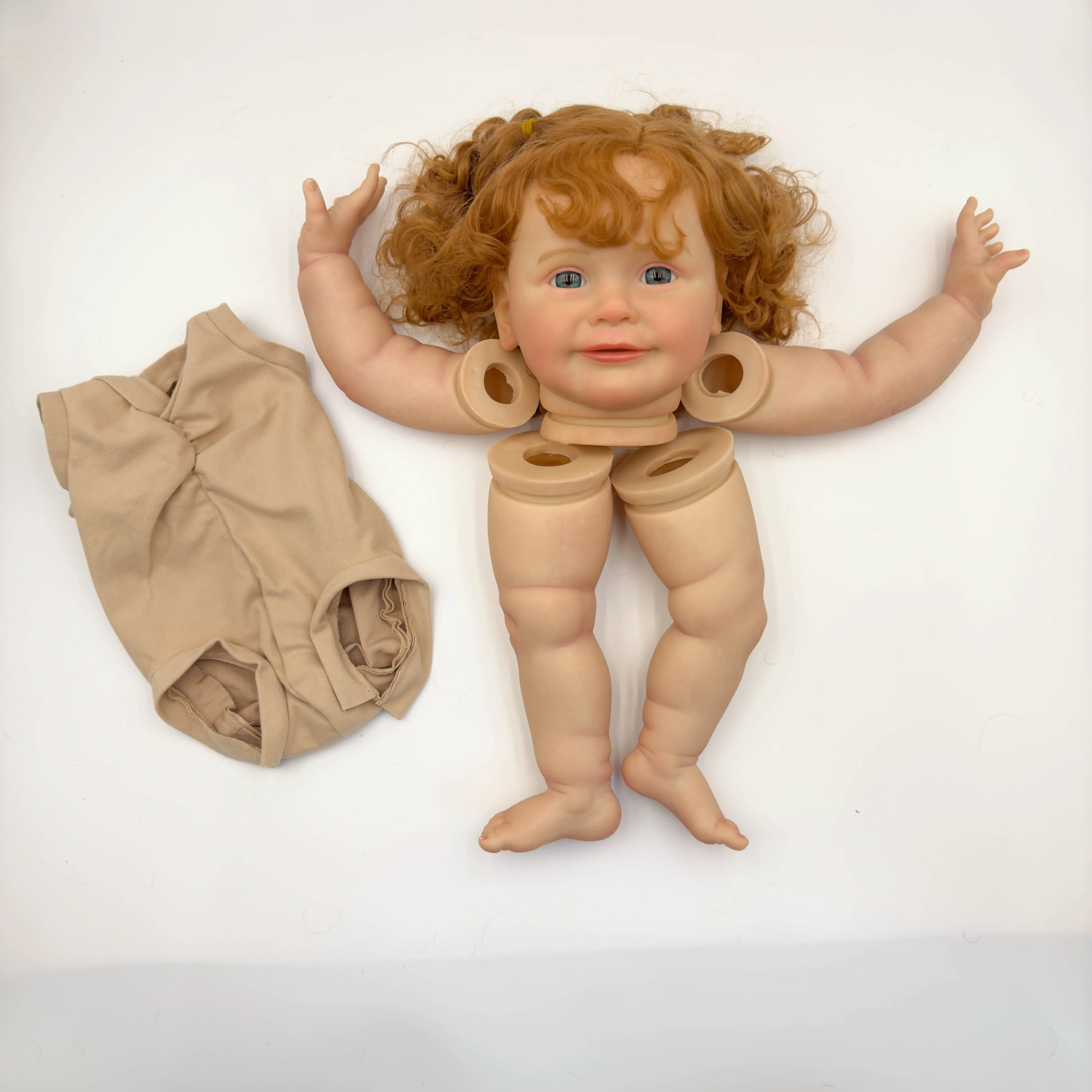 NPK 24inch Zoe Lifelike Unfinished Reborn Doll Kit Painted DIY Toy Doll Parts with Curly Brown Hair