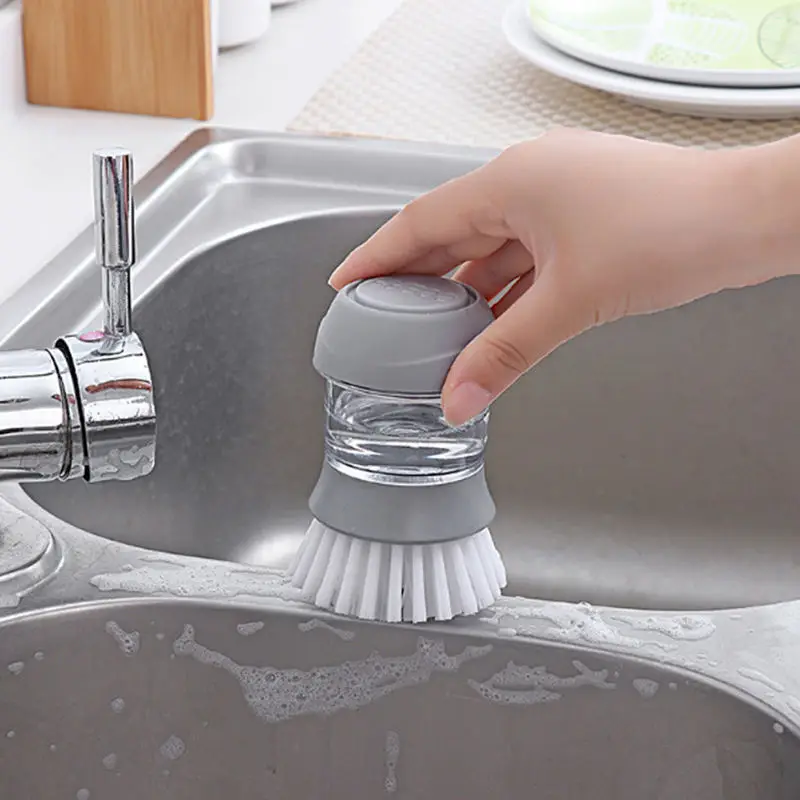 Dish Brush With Soap Dispenser Palm Brush Dish washing Kitchen Scrub Brushes With Holder Drip Tray