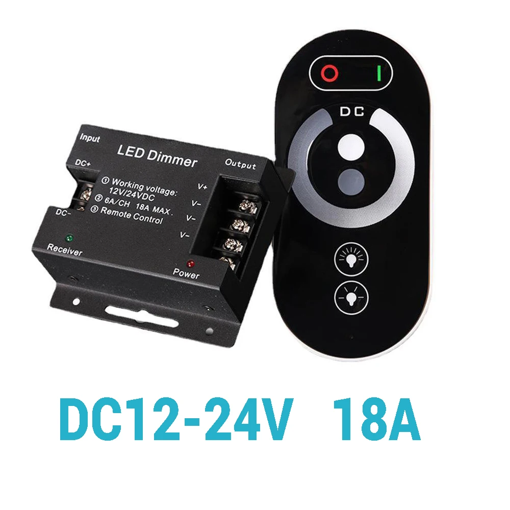 

DC12-24V Strip Light Touch Remote Controller Dimmer 18A Wireless RF6 Button Touch Controller Tape Lights Adjust Brightness