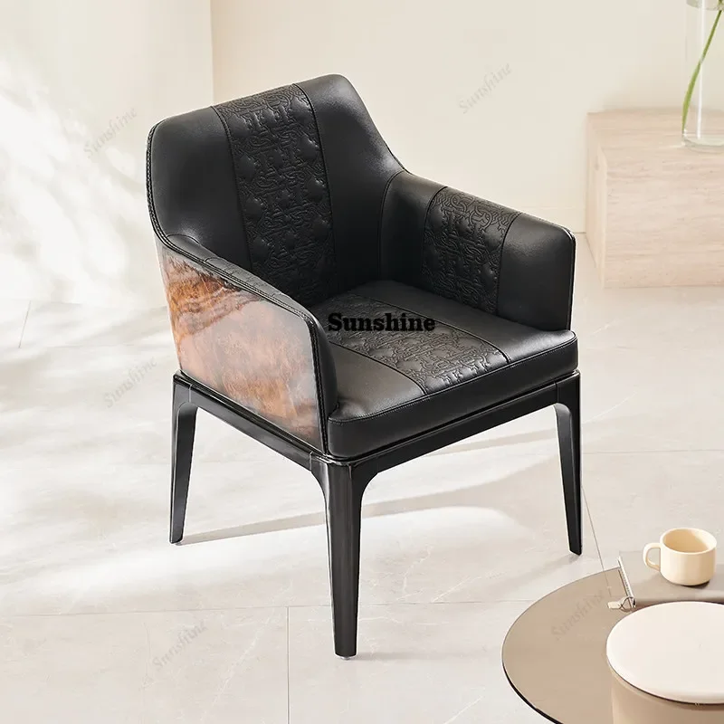 TDItalian light luxury simple large flat layer paint haute couture dining chair tea table chair