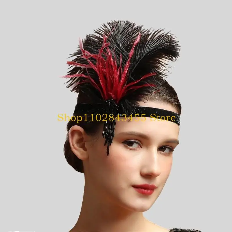 

49MC Повязки на голову с перьями в стиле 1920-х годов, головной убор танцовщицы для выпускного вечера для особого мероприятия,
