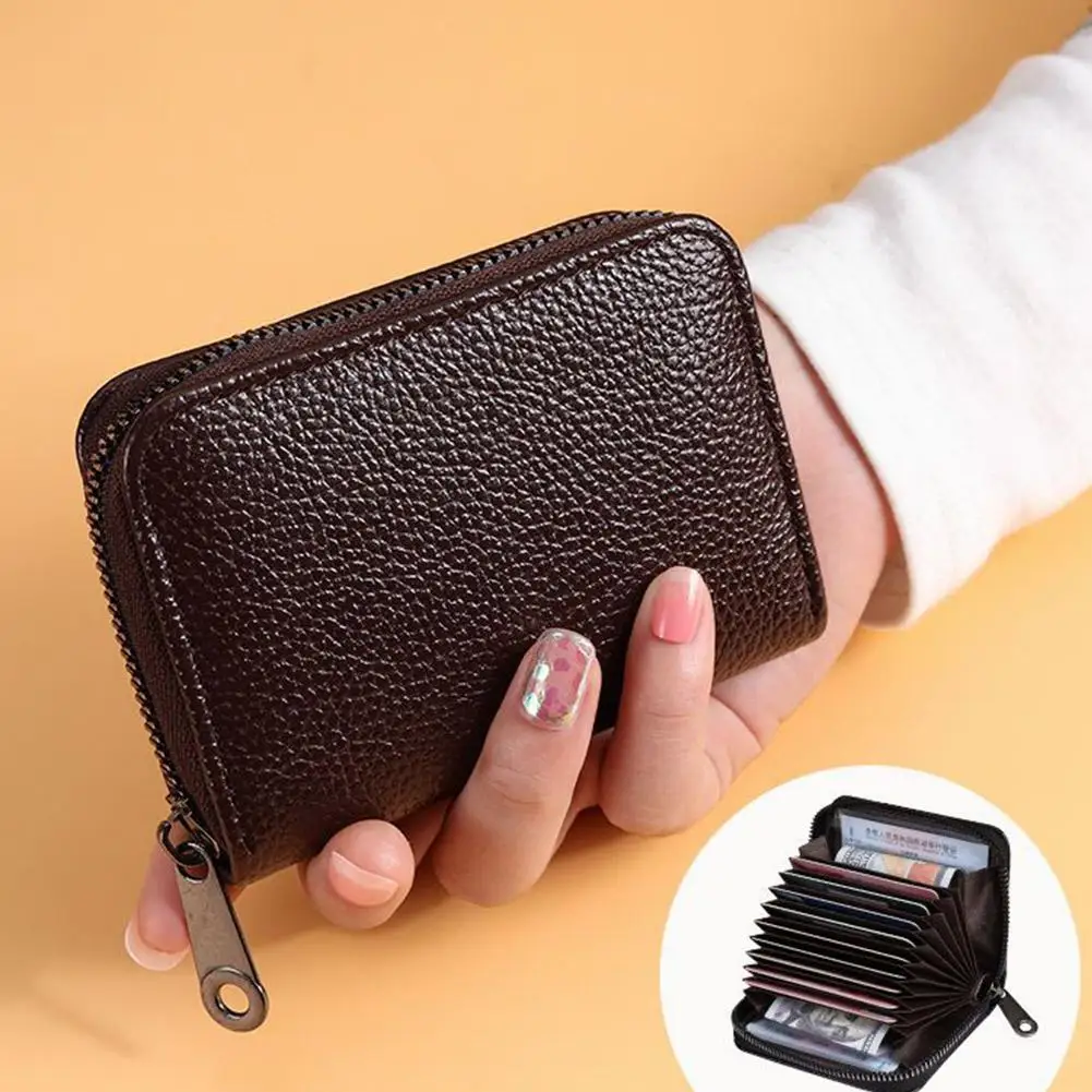 New High-end ID Credit Bank Card Holder With Hasp Wallet Magic Protected Card Case PU Anti Blocking Wallet Rfid Leather Men K8C5