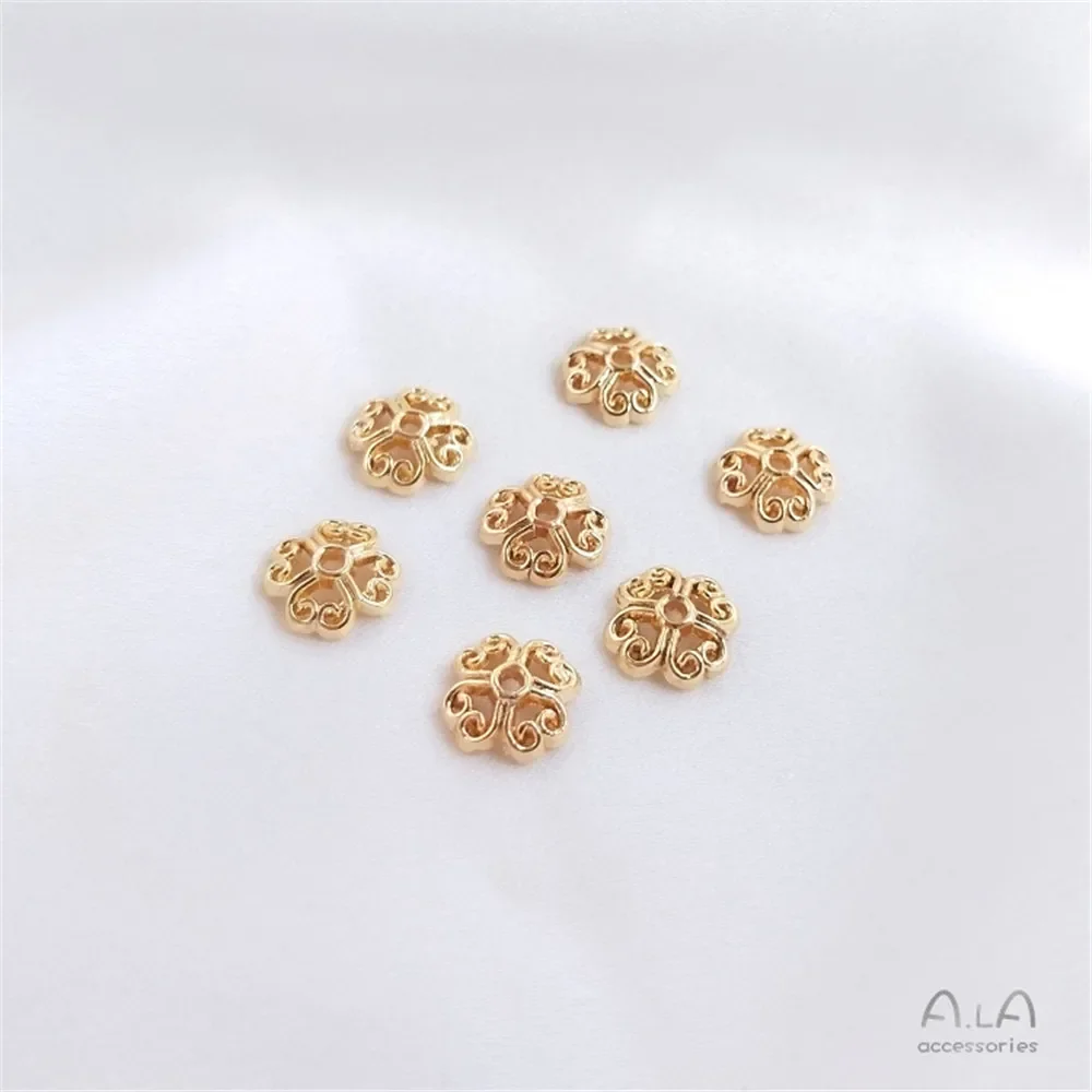 14K Gold Plating uitgeholde bloem houder hoed kraal houder kraal DIY string eerste sieraden armband kraal verspreide kraal accessoires