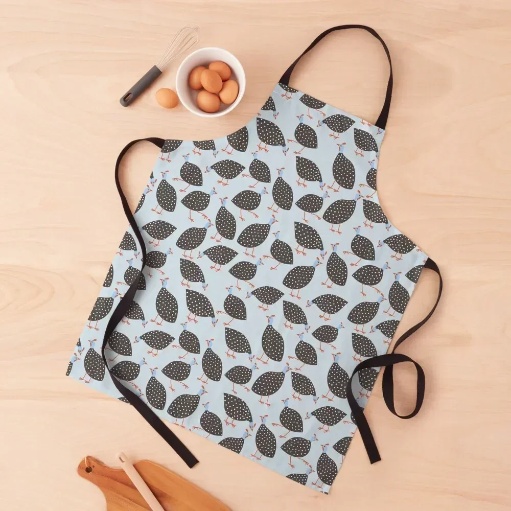 

Guinea Hens on Blue Apron Kitchen For Man Chef Uniform Woman For Woman Men'ss Apron