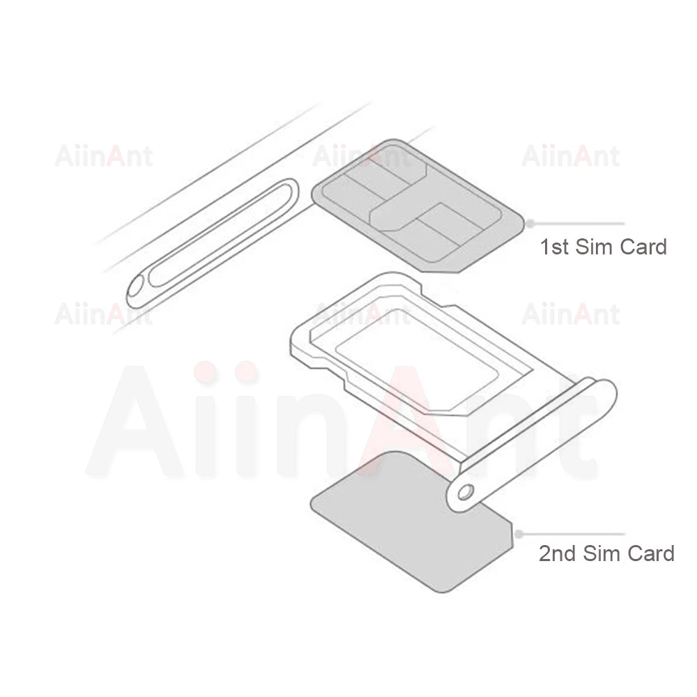 AiinAnt Double Dual Sim Card Reader Holder Adapter Connector Flex Cable For iPhone XR 11 12 13 Pro Max Phone Parts