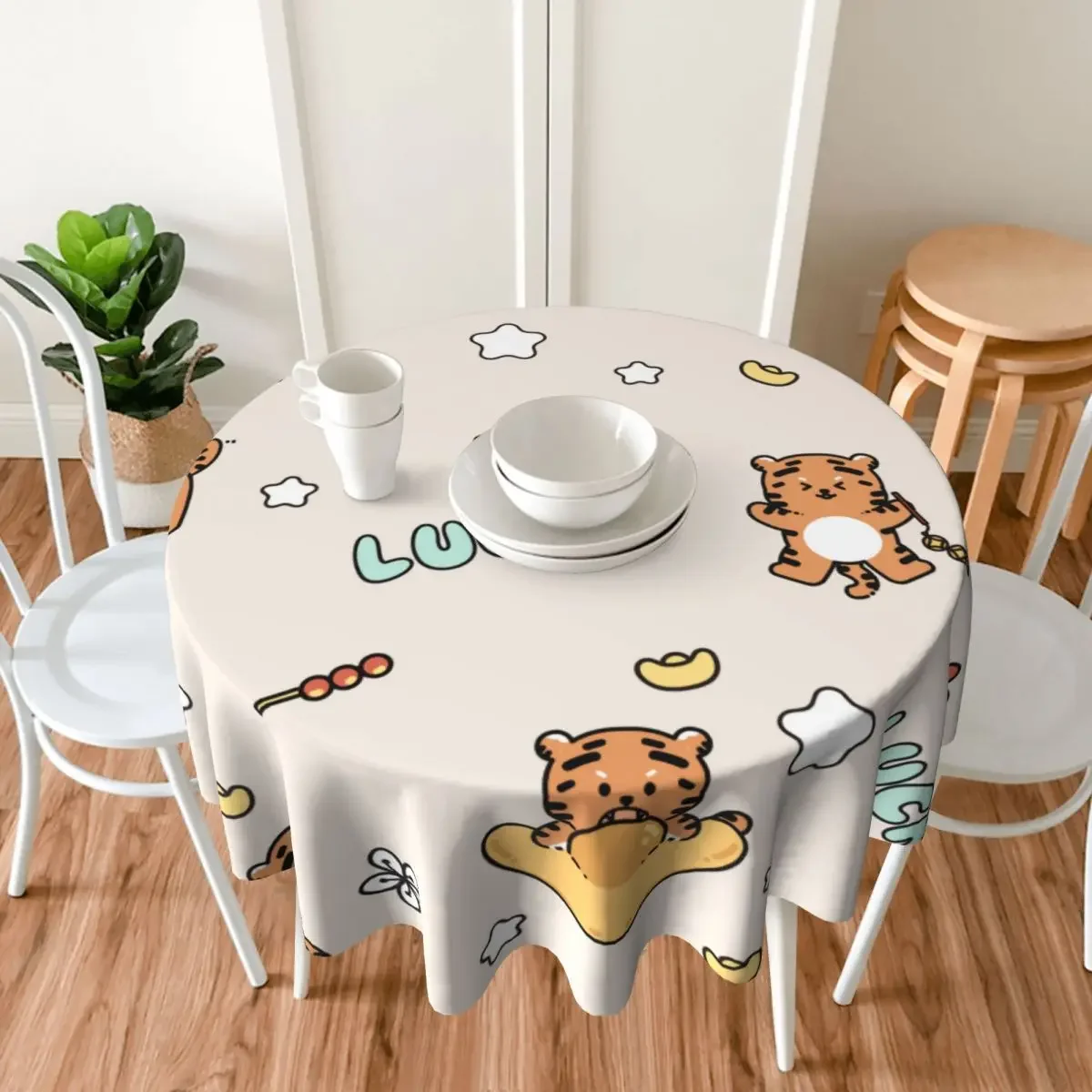 DIY Custom Circular Decorative Long Tablecloth With 60 Inch Bright Color And Anti Oil Stains Suitable For Restaurant Kitchens