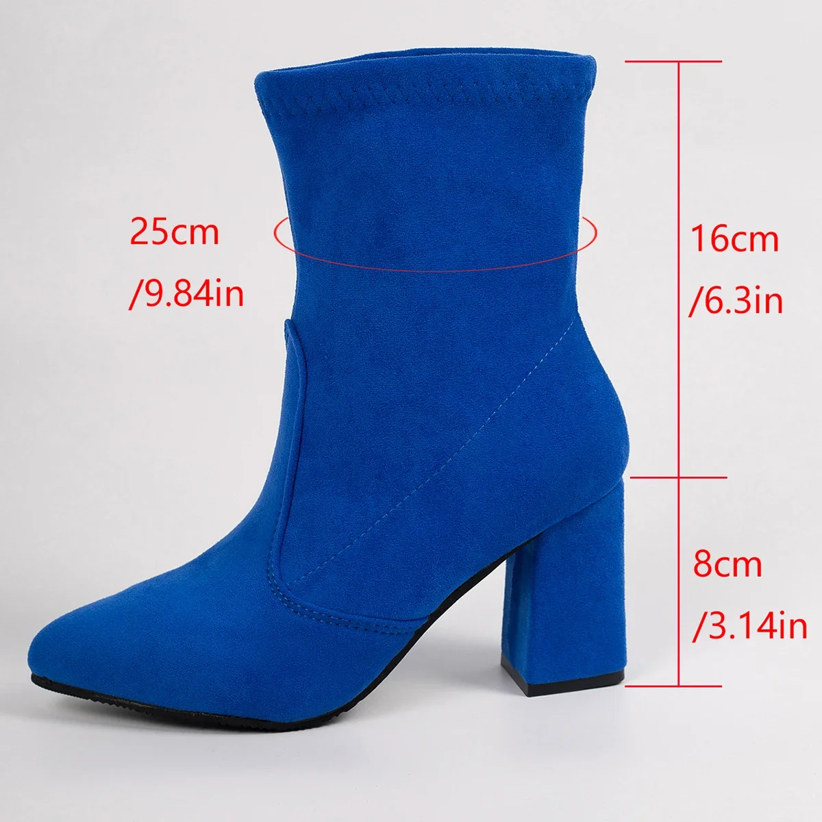 Herbst/Winter Damen-Stiefeletten mit dicken Absätzen und spitzer Spitze aus Wildleder. Modische rutschfeste Outdoor-Stiefel im europäischen und amerikanischen Stil – Detail 20