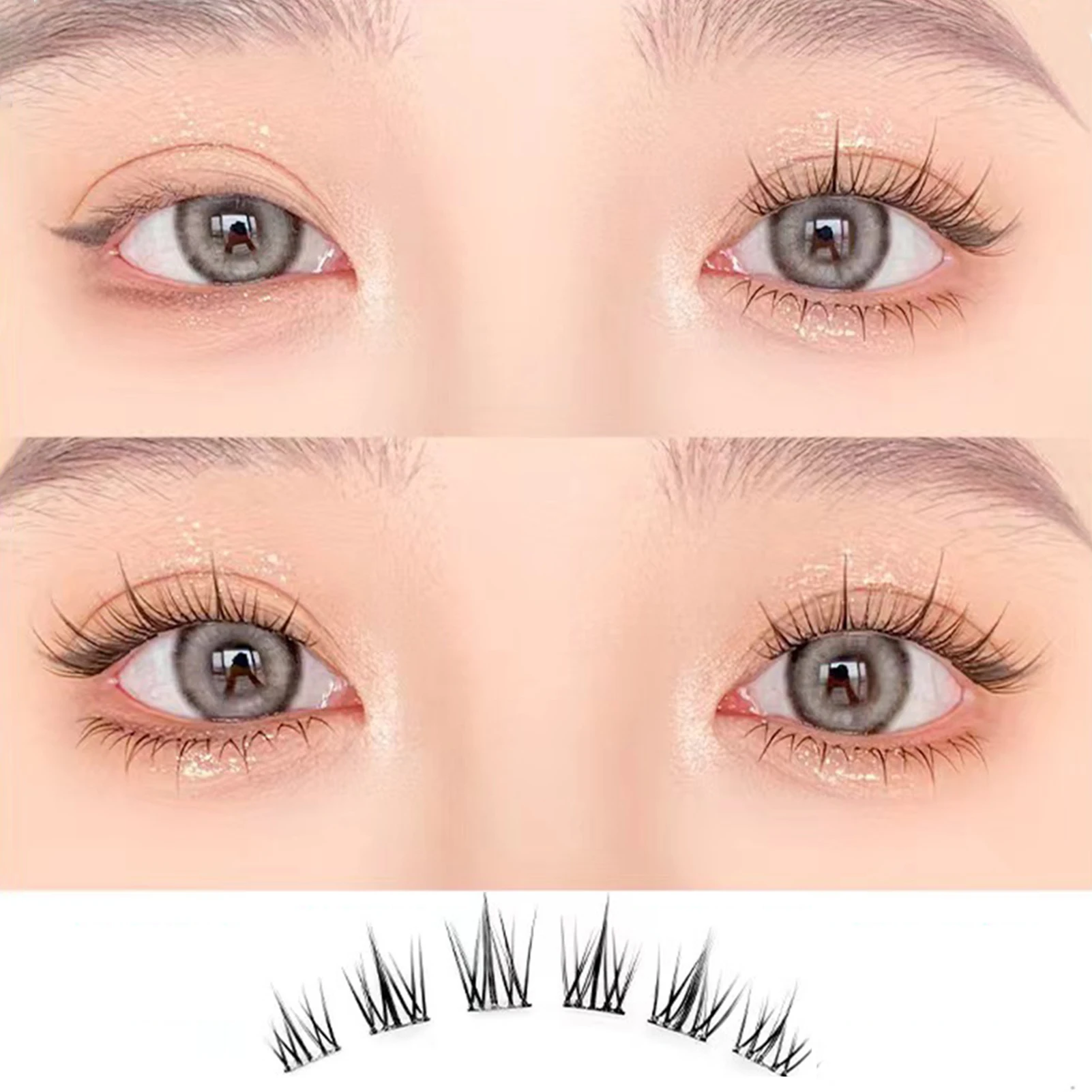 Glue-free Eyelash Extensions Fluffy Volume Soft Long Segmented False Eyelashes for Professional Salon Use