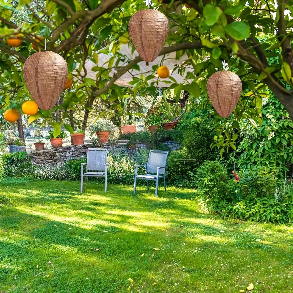 

5Pcs Wasp Nest Decoy Outdoor Hanging Faux Hornets Paper Lantern Insect Deterrents Non-Toxic Fake Nest for Garden Patio Outdoor