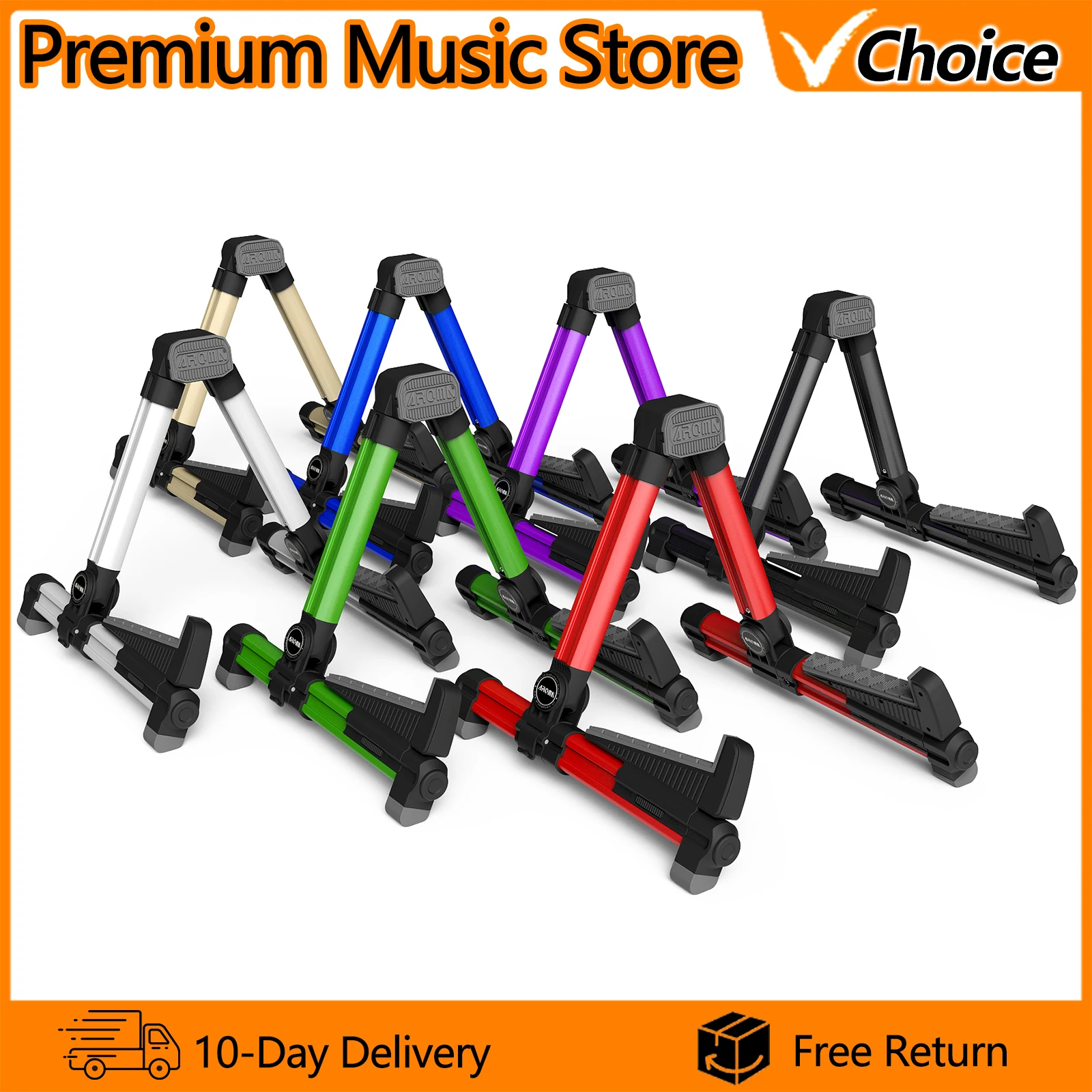 

AROMA Guitar Stand AGS-08 Aluminum Alloy Foldable Universal A-Frame Stand for Guitar Ukulele Bass Mandolin Stringed Instruments