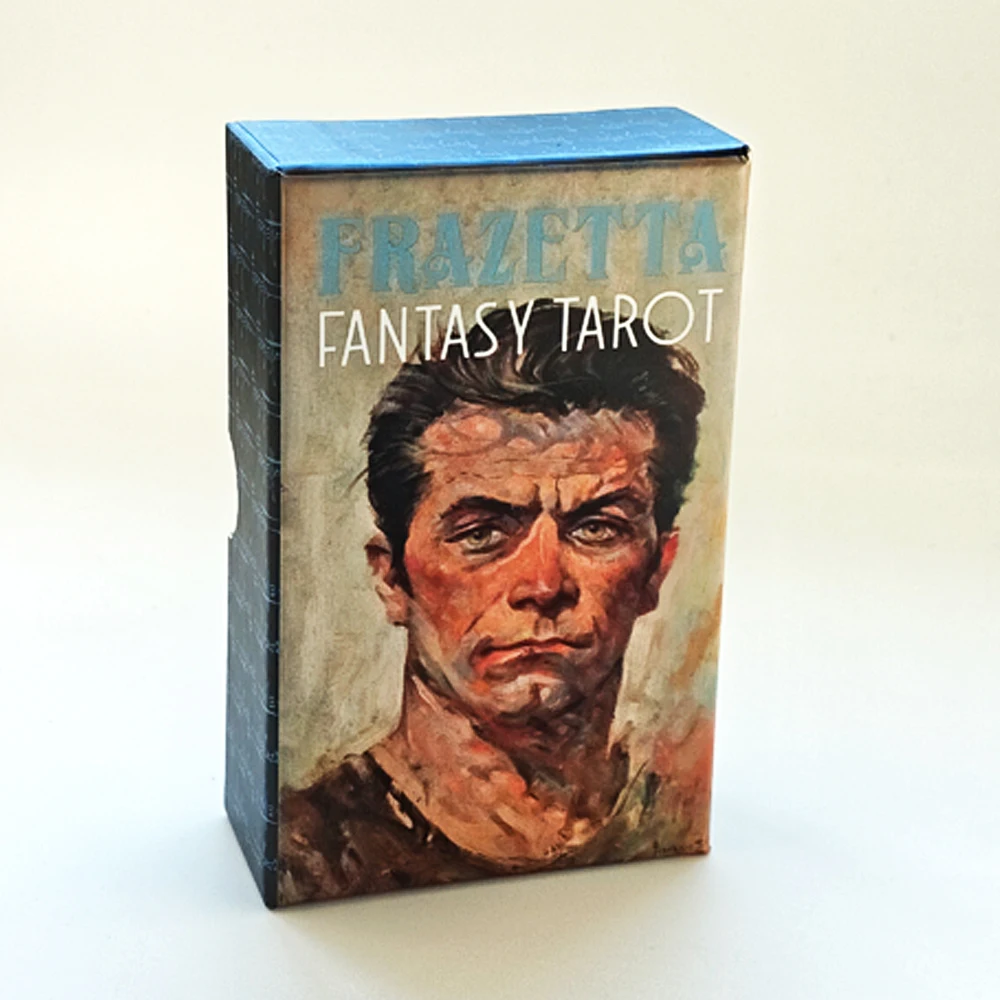 Gedrukt op 350GSM dubbelreliëf karton 12 * 7 cm Frazetta Fantasy Tarot in stijve doos 80 stuks kaarten gewijd aan Frank Frazetta