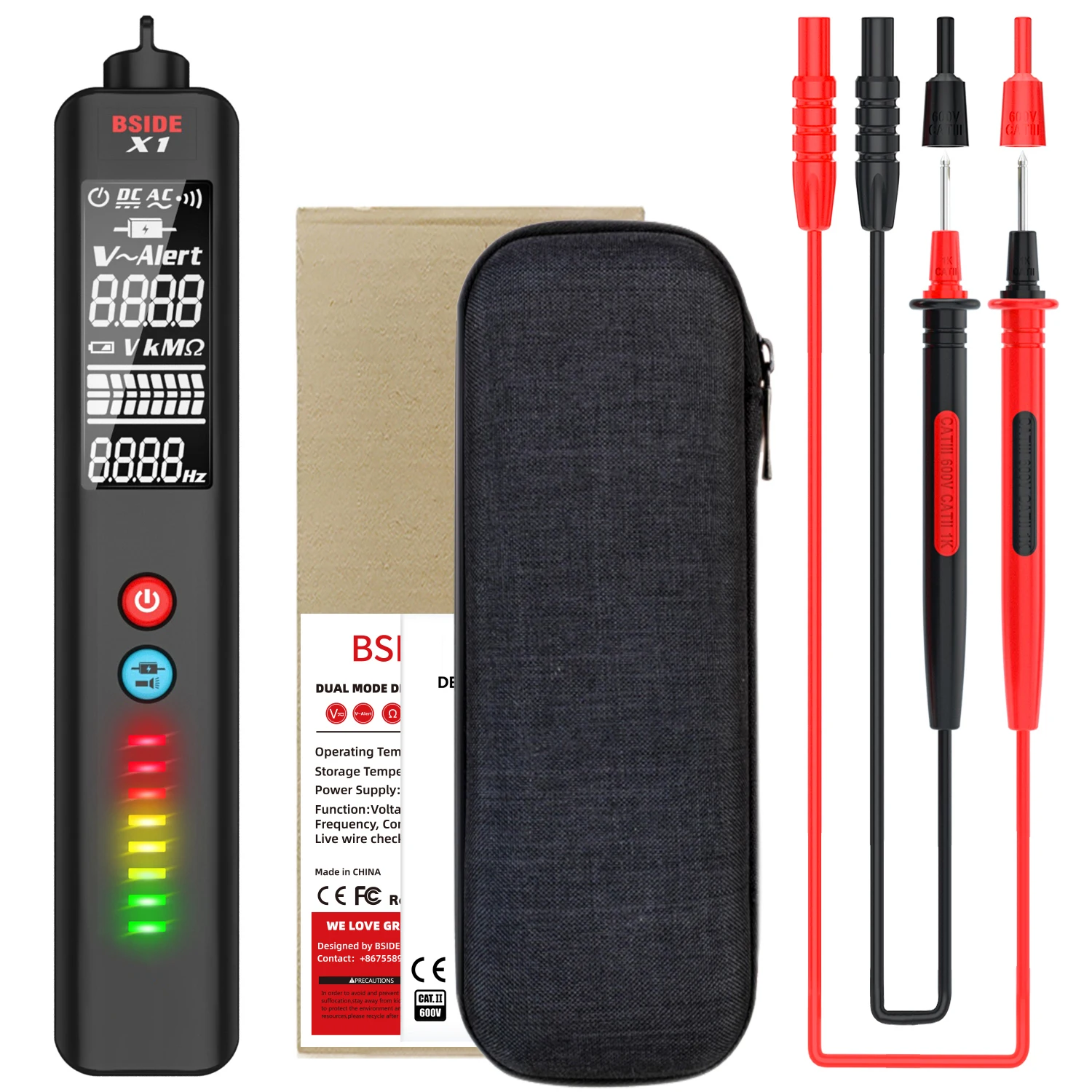 Tk quente bside x1 ebtn testador de tensão eletrônico verdadeiro ams display colorido automático sem contato ncv ac dc capacitor ponto de interrupção ao vivo