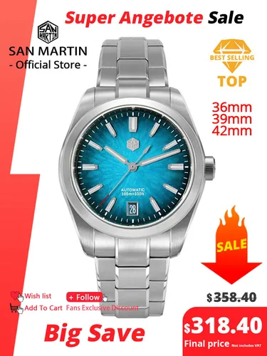 San Martin 36mm 39mm 42mm SN0144 JianZhan Gada reloj Miyota 9015 diseño Original vestido chino hombres relojes mecánicos automáticos