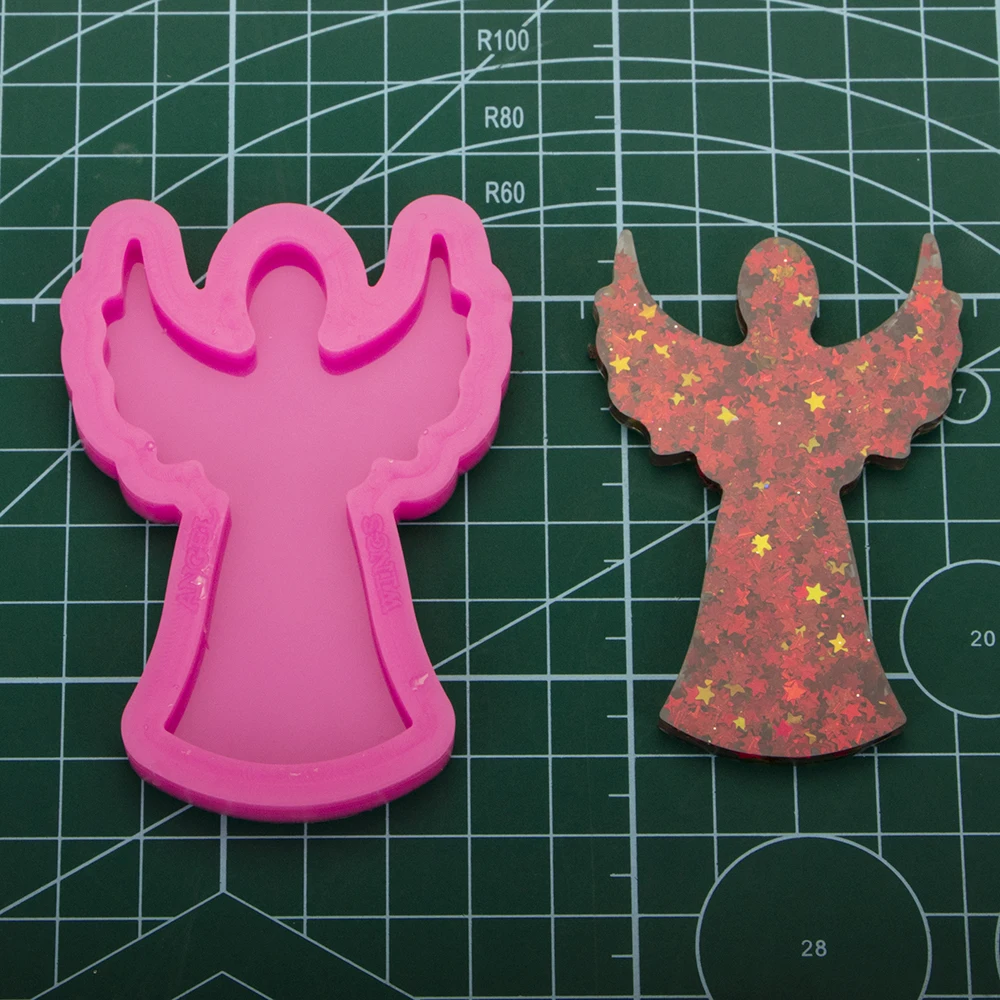 Angel shape Badge Reel As Well Silicone Molds DIY Jewelry Shiny Epoxy Resin Mould Custom Wholesale DY0335