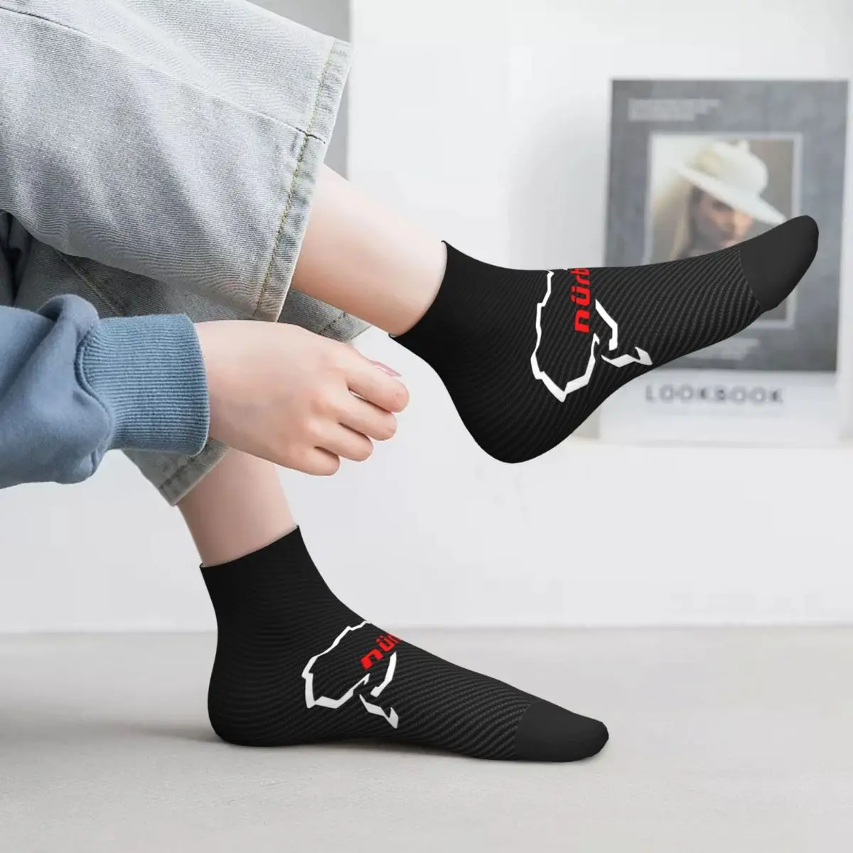 

Nurburgring, белые, красные носки из углеродного волокна, супер мягкие чулки в стиле Харадзюку, всесезонные носки, аксессуары для мужчин и женщин, подарки