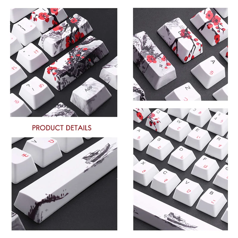 110 Keys PBT Keycap Dye-Sublimation Plum Blossom Cherry Profile Key Cap DIY Mechanical Keyboard Keycap Set