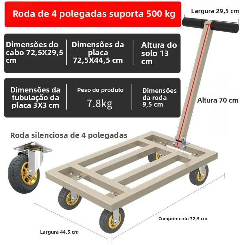 moving-helper-small-hand-pulled-cart-fishery-drag-car-home-use-foldable-quiet-square-steel-tube-hand-pulled-truck