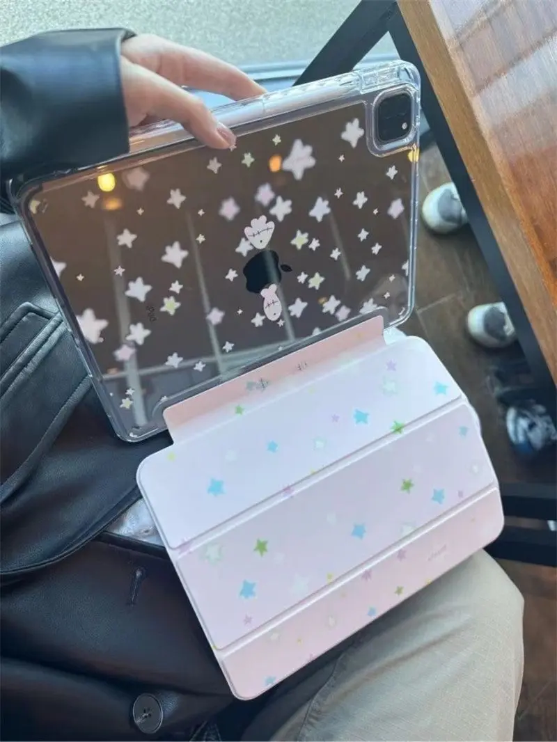 

Корейский мультяшный чехол-накладка для iPad Pro 11, 13 дюймов (2025), iPad Pro 12.9 дюймов, Air 7, 10-го поколения, M4, M5, MINI 3, складной защитный чехол