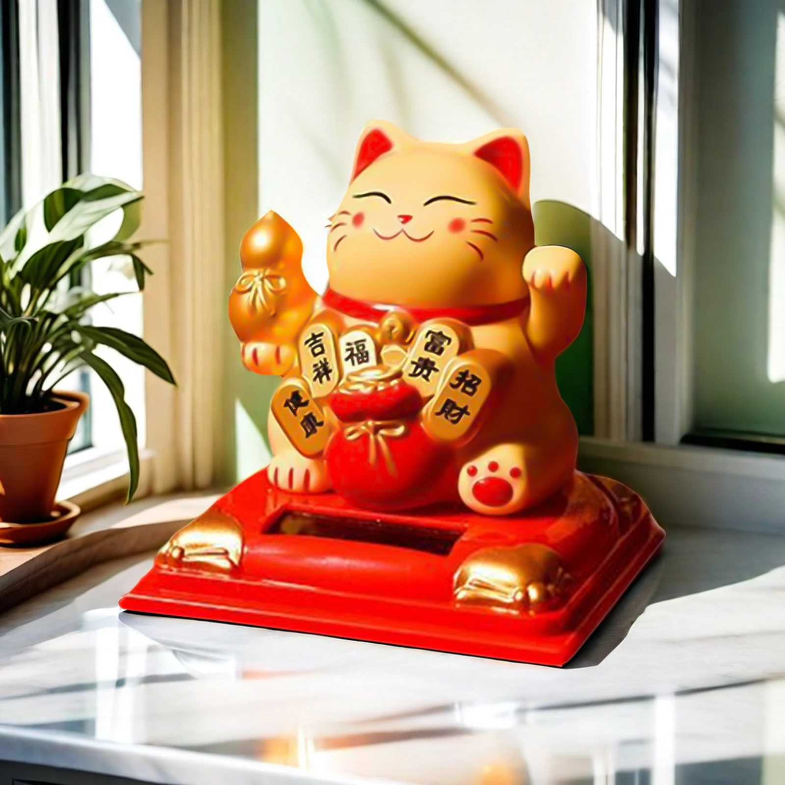Energia solare sventolando gatto fortunato ornamenti figurine sventolando mano zampa porta fortuna Maneki Neko negozio artigianato arredamento