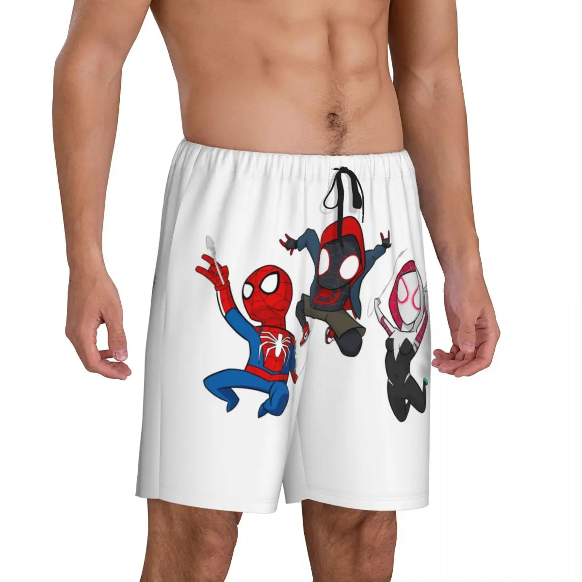 Custom Men's Ghost Spider Girl Pajama Shorts Custom Print Sleep Pjs Sleepwear Bottoms with Pockets