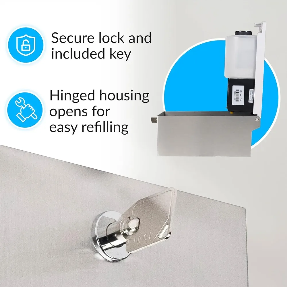 Автоматический настенный дозатор пенного мыла из нержавеющей стали, атласное покрытие, 27 фунтов унции. 4-1/4 дюйма Ш, 10-17/32 дюйма В, 4-7/32 дюйма