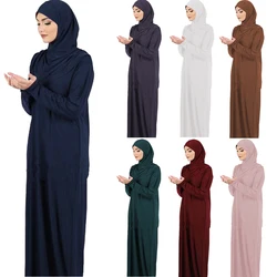 One Piece Prayer Dress Muslim Women Hooded Abaya Garment Caftan Modest Islamic Clothing Khimar Kaftan Ramadan Eid Arab Robe Gown