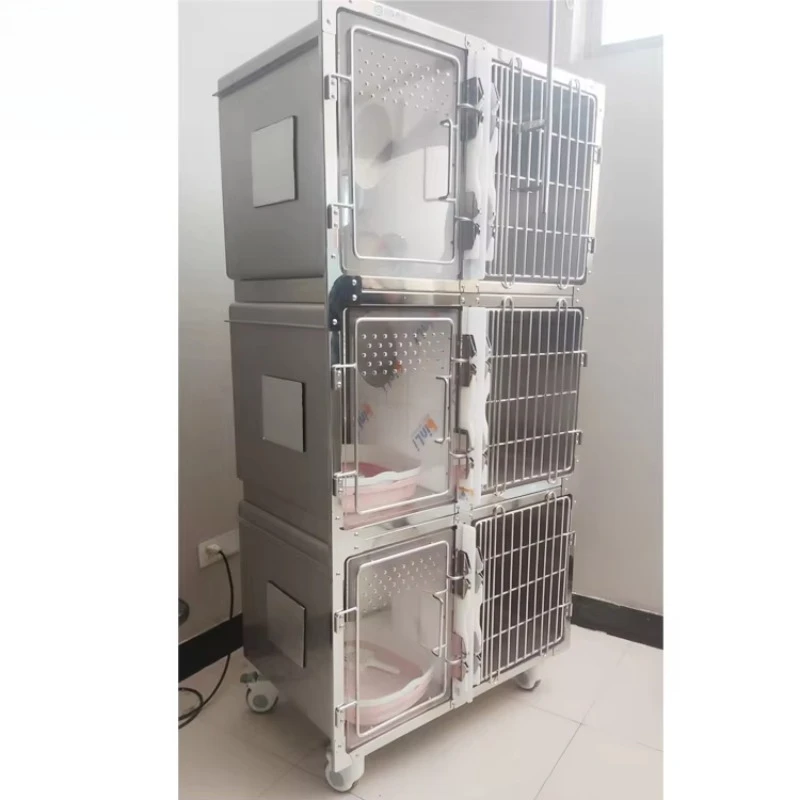 

New Type Stainless Steel 3-Position Luxury Cat Kennel: Multi-Zone Premium Habitat for Pet Supplies