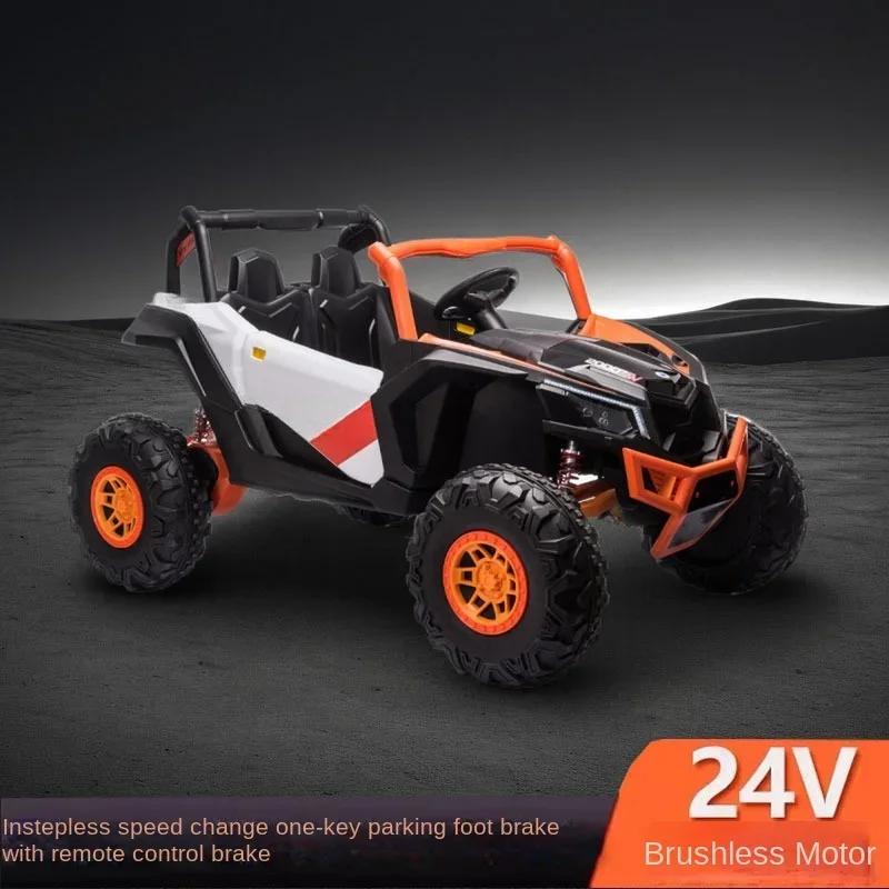 Two-seater children\'s electric vehicle four-wheel car 24V drive silent brushless off-road remote control seated toy