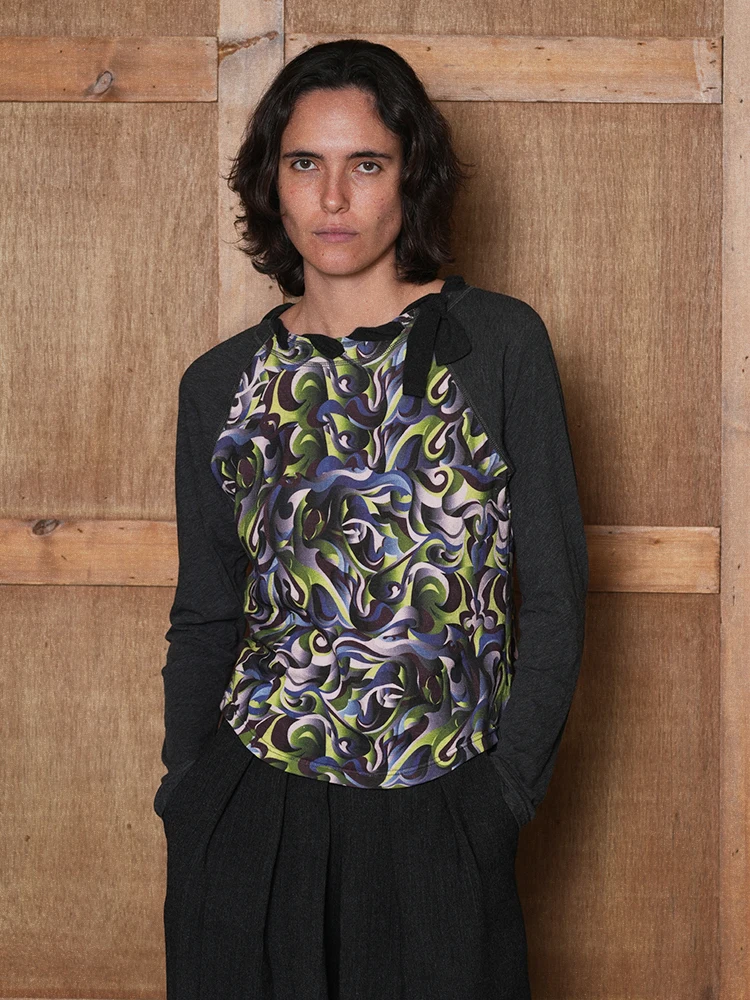 

Женский повседневный топ PICALME с цветным принтом, длинный рукав, круглый вырез, 100% хлопок