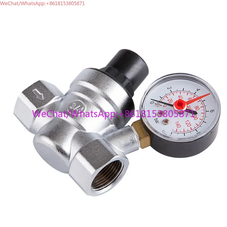 Brass chrome-plated pressure reducing valve, household tap water pressure reducing valve, small and high-rise pressure