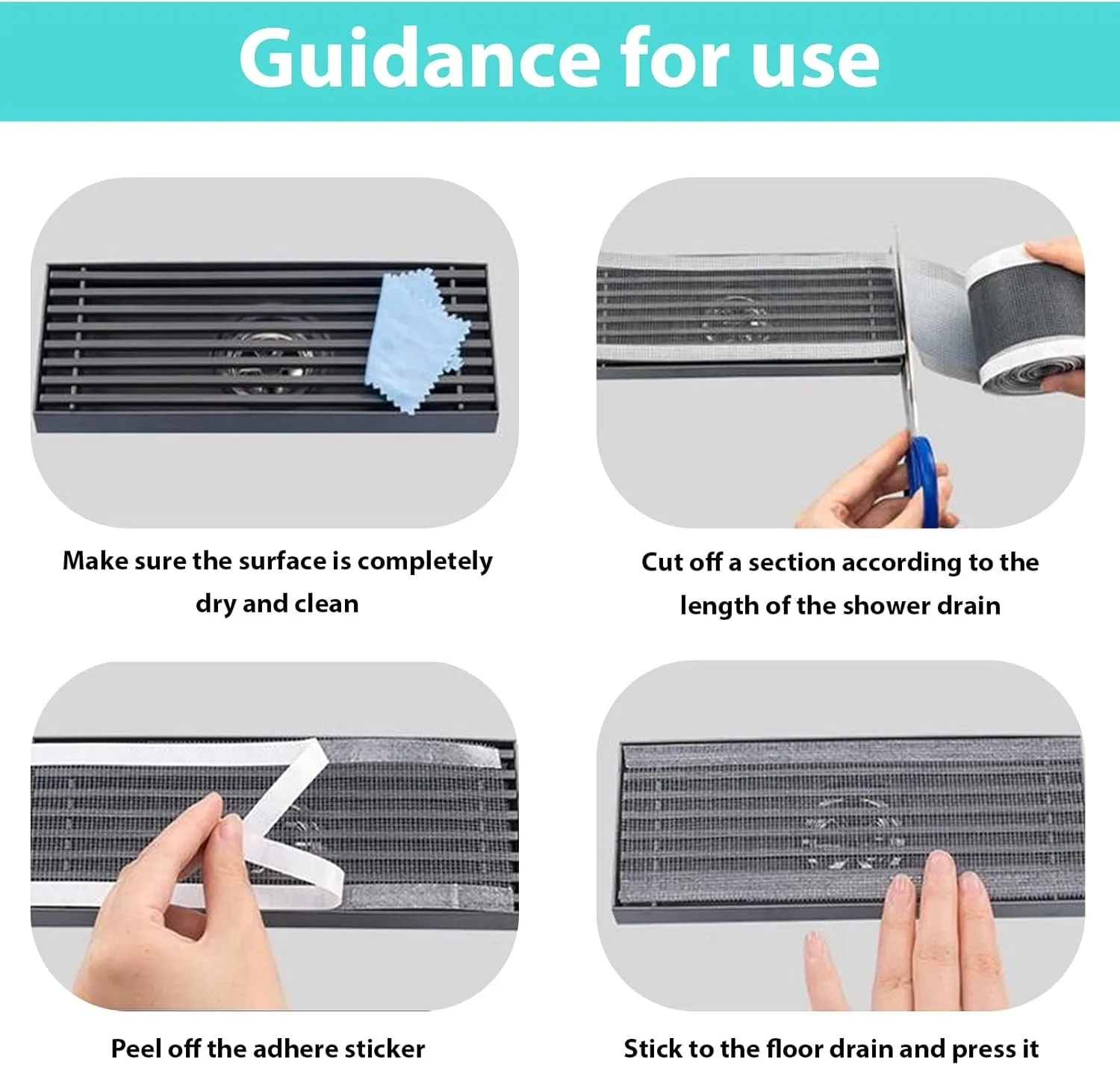 1 Roll 5m/196.85in Disposable Cuttable Bathroom Floor Drain Sticker Shower Sewer Mesh Filter Hair Catcher Kitchen Sink Sewer